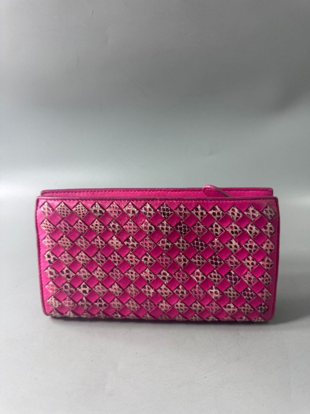 Authentic Bottega Veneta Intrecciato Python & Lambskin Long Wallet